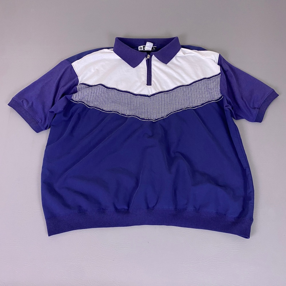 Vintage‎ Blast Polo Shirt Womens Plus 3X Purple White Colorblock Quarter Zip 90s